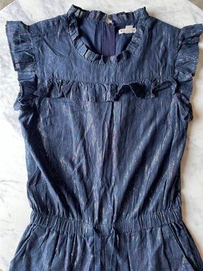 Crewcuts Navy Metallic Ruffle Jumpsuit